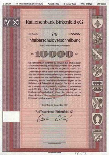 Raiffeisenbank birkenfeld 1992 - birkenfeld,